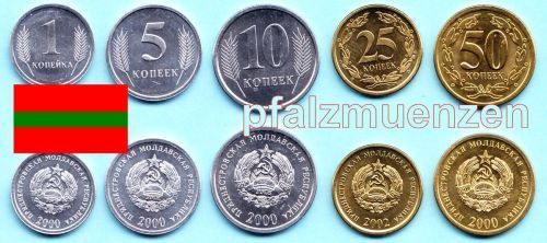 Transnistrien 2000 - 2005 kompletter Satz mit 5 Münzen