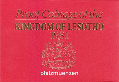Lesotho 1981 Original-KMS mit 8 Münzen in Polierter Platte mit 1 x Silber