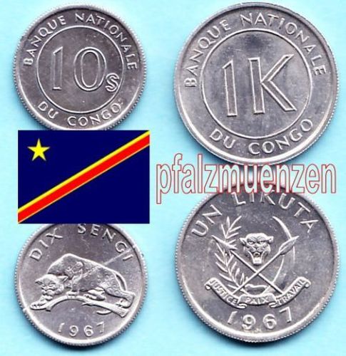 Kongo - Kinshasa 1967 2 Münzen