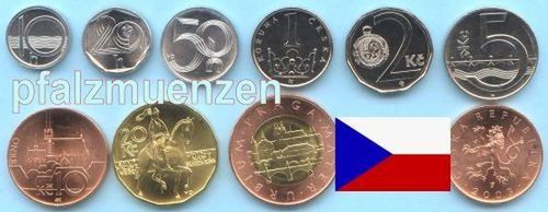 Tschechische Republik 1993 - 2016 Kursmünzensatz mit 9 Münzen