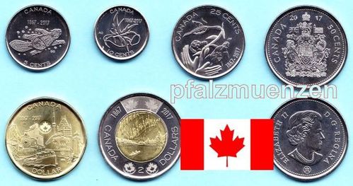 Kanada 2017 neue Kursmünzen 150 Jahre Kanada