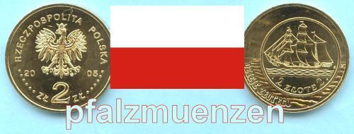Polen 2005 2 Zloty 75 Jahre Segelschulschiff "Dar Pomorza"