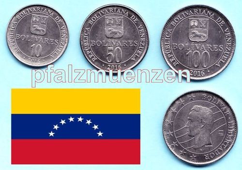 Venezuela 2016 10, 50 + 100 Bolivares