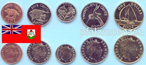 Bermuda 2000 - 2009 kompletter Satz mit 5 Münzen