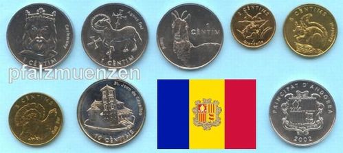 Andorra 2002 kompletter Jahrgangssatz mit 7 Münzen