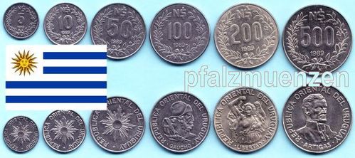 Uruguay 1989 Jahrgangssatz 5 - 500 Pesos