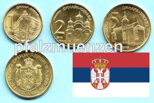 Serbien 2013 - 2016  1, 2 und 5 Dinar neue Legierungen