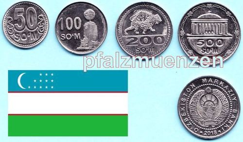 Usbekistan 2018 neuer Kursmünzensatz mit 4 Münzen