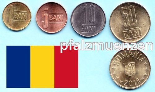 Rumänien 2018 kompletter neuer Satz mit 4 Münzen (neues Wappen)