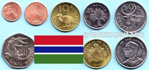 Gambia 1971 - 1998 Kursmünzensatz mit 6 Münzen