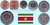 Suriname 2009 - 2015 6 Münzen neue Untertypen