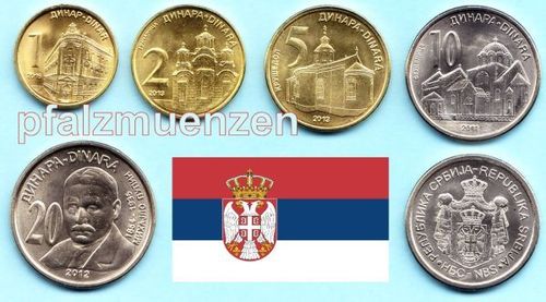 Serbien 2011 - 2016 1 - 20 Dinar 5 Münzen