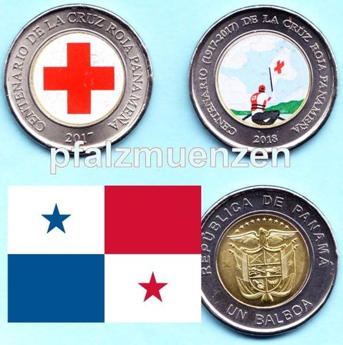 Panama 2017 - 2018 2 x 1 Balboa 100 Jahre Rotes Kreuz
