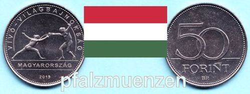 Ungarn 2019 50 Forint Fechtweltmeisterschaft