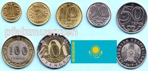 Kasachstan 2019 - 2020 1 - 200 Tenge kompletter Satz mit 7 Münzen