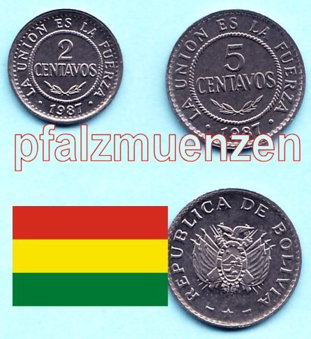 Bolivien 1987 2 + 5 Centavos