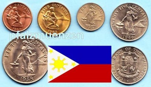 Philippinen 1958 - 1966 1. Kursmünzensatz der Republik nach 1946