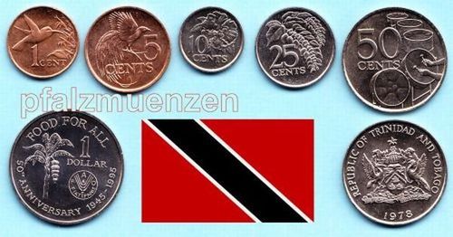 Trinidad & Tobago 1995 - 2016 mit 6 Münzen inkl. FAO – Sondermünze (KM 61)