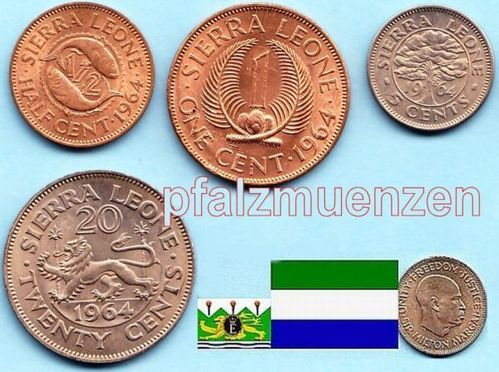 Sierra Leone 1964  Jahrgangssatz mit 4 Münzen