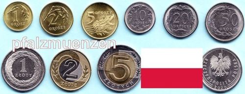 Polen 2020 - 2021 kompletter Satz mit 9 Münzen, neue (Unter-)Typen