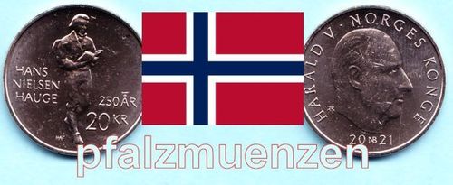 Norwegen 2021 20 Kronen 250. Geburtstag von Hans Nielsen Hauge