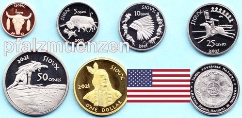 USA 2021 Sioux - Indianer 6 Münzen (neues Prägejahr)