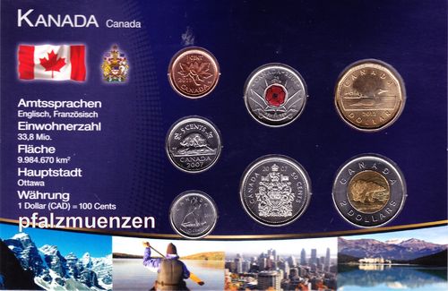 Kanada 2007 - 2012 kompletter Satz mit 7 Münzen (1 Sondermünze)