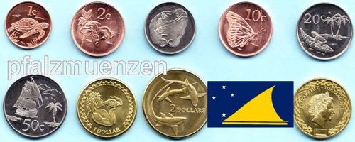 Tokelau 2017 1 Cent - 2 Dollars kompletter Jahrgangssatz mit 8 Münzen