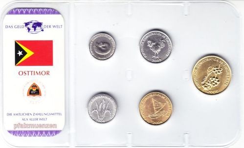 Timor-Leste 2003 - 2006 Kursmünzensatz mit 5 Münzen im Blister