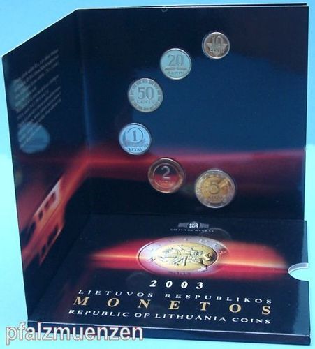 Litauen 2003 offizieller KMS mit 6 Münzen Polierte Platte