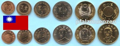Taiwan 2001 - 2006 Kursmünzensatz mit 6 Münzen