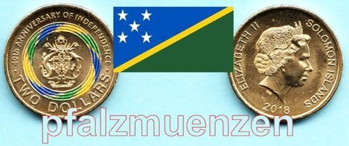 Salomonen 2018 2 Dollar Sonderumlaufmünze 40 Jahre Unabhängigkeit