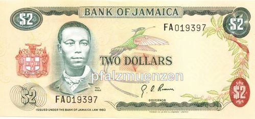 Jamaika 1974 2 Dollars FAO-Banknote