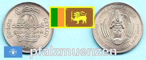 Sri Lanka (Ceylon) 1968 2 Rupees FAO
