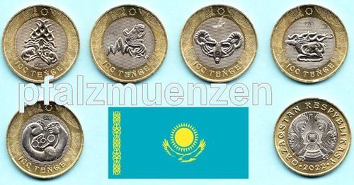 Kasachstan 2022 5 x 100 Tenge Bimetall Saka-Stil