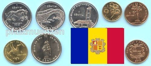 Andorra 2003 kompletter Jahrgangssatz mit 7 Münzen