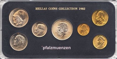 Griechenland 1982 Original-KMS mit 7 Münzen