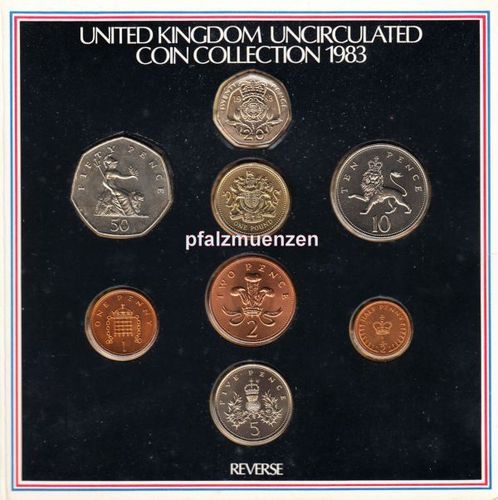 Großbritannien 1983 kompletter Jahrgangssatz mit 8 Münzen
