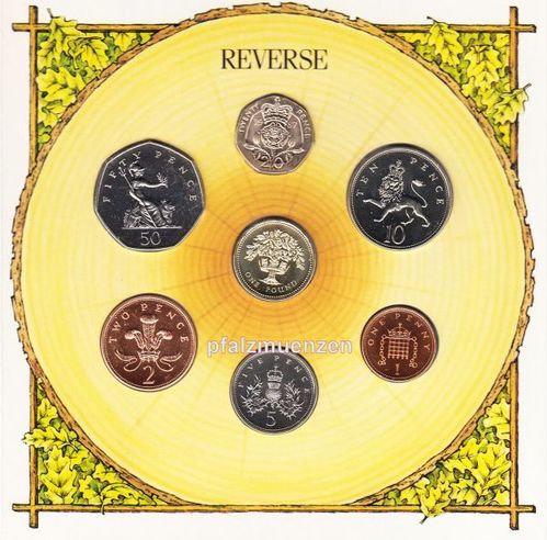 Großbritannien 1987 Oiginal-KMS mit 7 Münzen in Brilliant Uncirculated