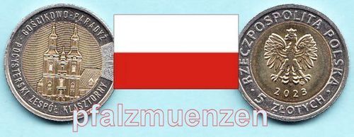 Polen 2023 5 Zloty Bimetall Zisterzienser - Kloster Paradies